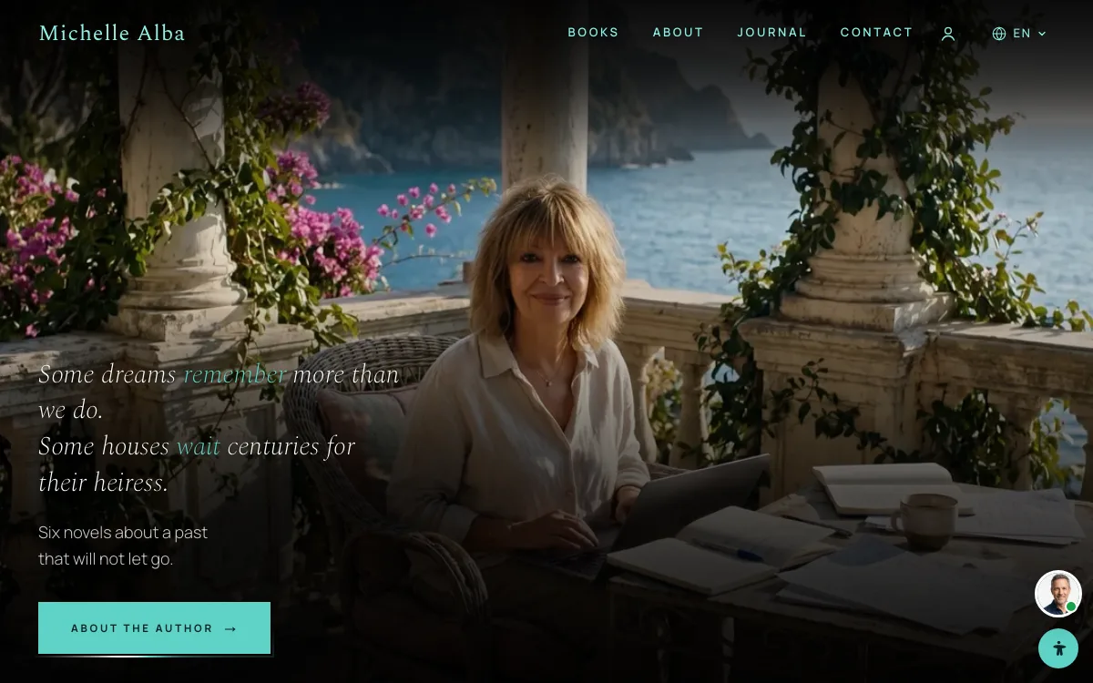 Michelle Alba's site on a computer